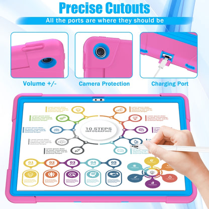 For Lenovo Tab M10 Plus 10.6 3rd Gen 2022 Contrast Color Robot Shockproof Silicone + PC Tablet Case(Rose Red Blue) - Lenovo by buy2fix | Online Shopping UK | buy2fix