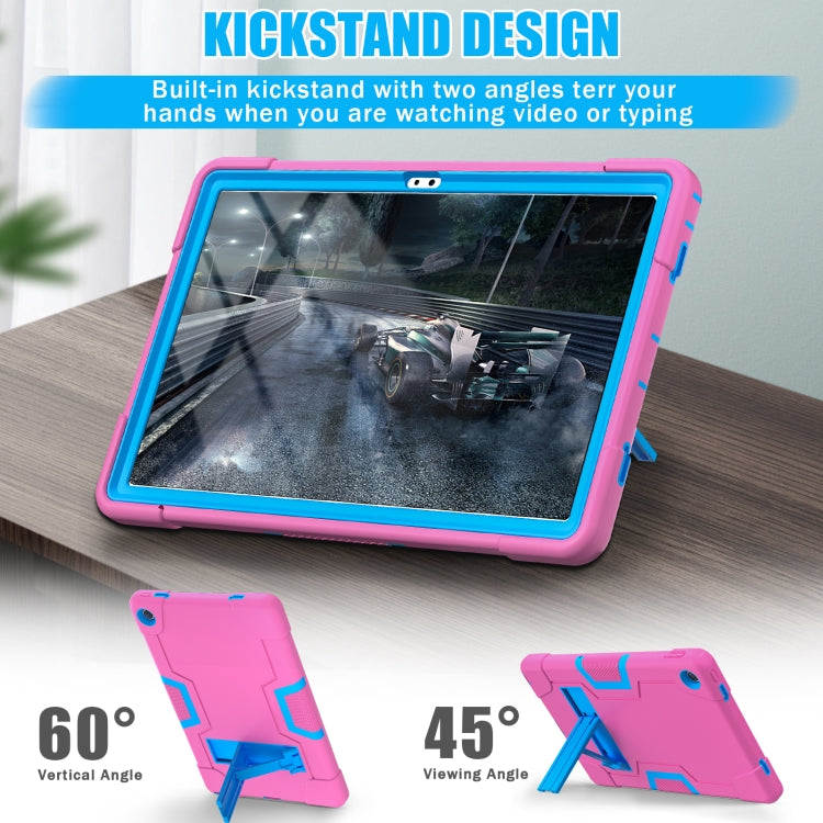 For Lenovo Tab M10 Plus 10.6 3rd Gen 2022 Contrast Color Robot Shockproof Silicone + PC Tablet Case(Rose Red Blue) - Lenovo by buy2fix | Online Shopping UK | buy2fix