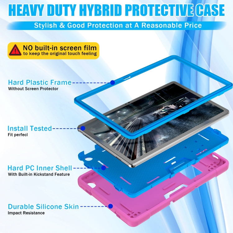 For Lenovo Tab M10 Plus 10.6 3rd Gen 2022 Contrast Color Robot Shockproof Silicone + PC Tablet Case(Rose Red Blue) - Lenovo by buy2fix | Online Shopping UK | buy2fix