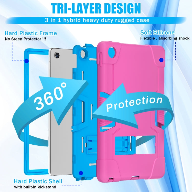 For Lenovo Tab M10 Plus 10.6 3rd Gen 2022 Contrast Color Robot Shockproof Silicone + PC Tablet Case(Rose Red Blue) - Lenovo by buy2fix | Online Shopping UK | buy2fix