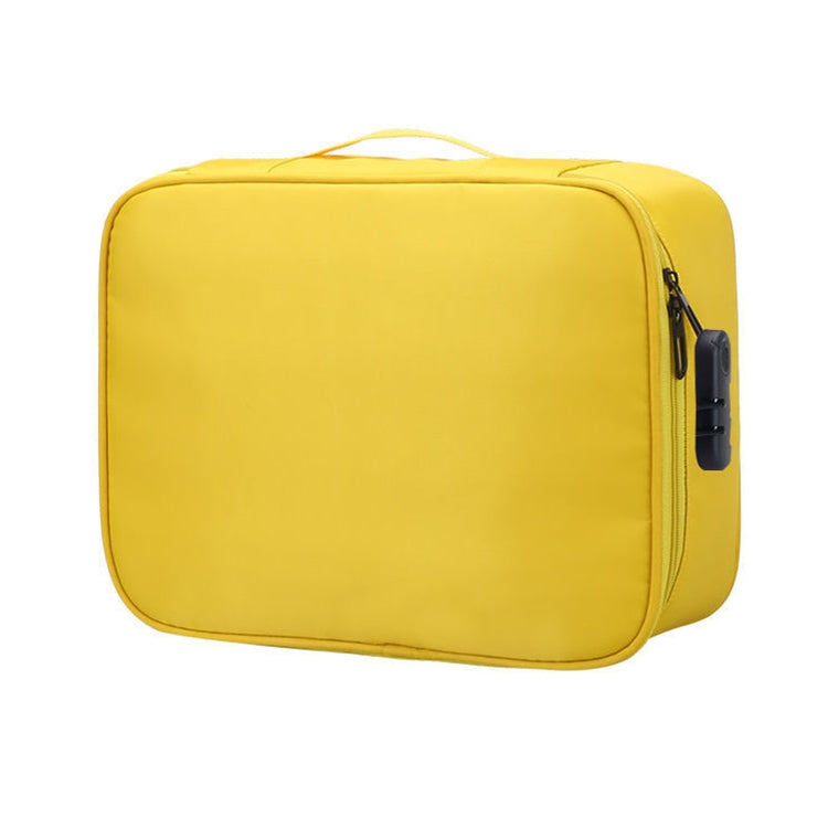 Multifunctional Thickened Large-capacity Document Storage Bag, Specification:Three Layers with Password Lock(Gold Yellow) by buy2fix