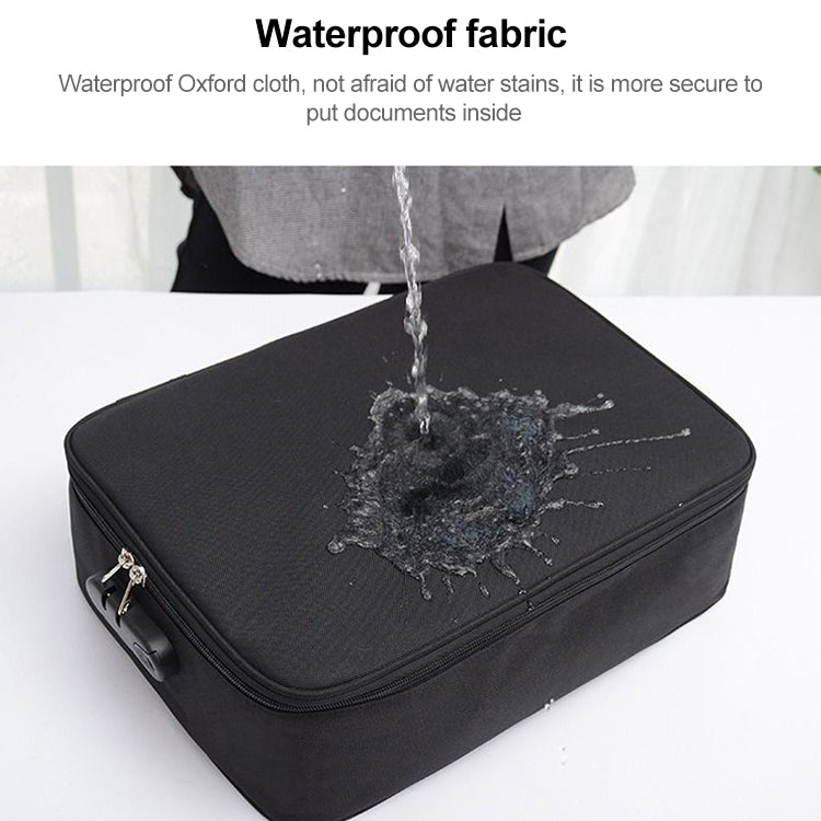 Multifunctional Thickened Large-capacity Document Storage Bag, Specification:Three Layers with Password Lock(Wine Red) by buy2fix