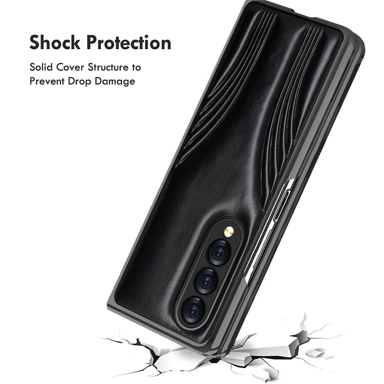 For Samsung Galaxy Z Fold4 Embossed Folding Phone Case(Blue) - Galaxy Z Fold4 5G Cases by buy2fix | Online Shopping UK | buy2fix