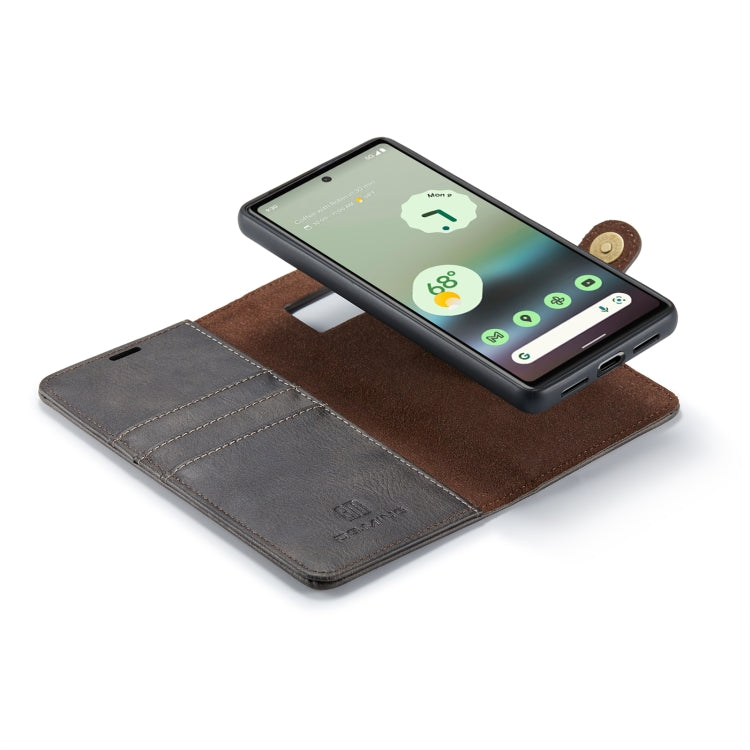 For Google Pixel 6A DG.MING Crazy Horse Texture Detachable Magnetic Leather Phone Case(Grey) - Google Cases by DG.MING | Online Shopping UK | buy2fix