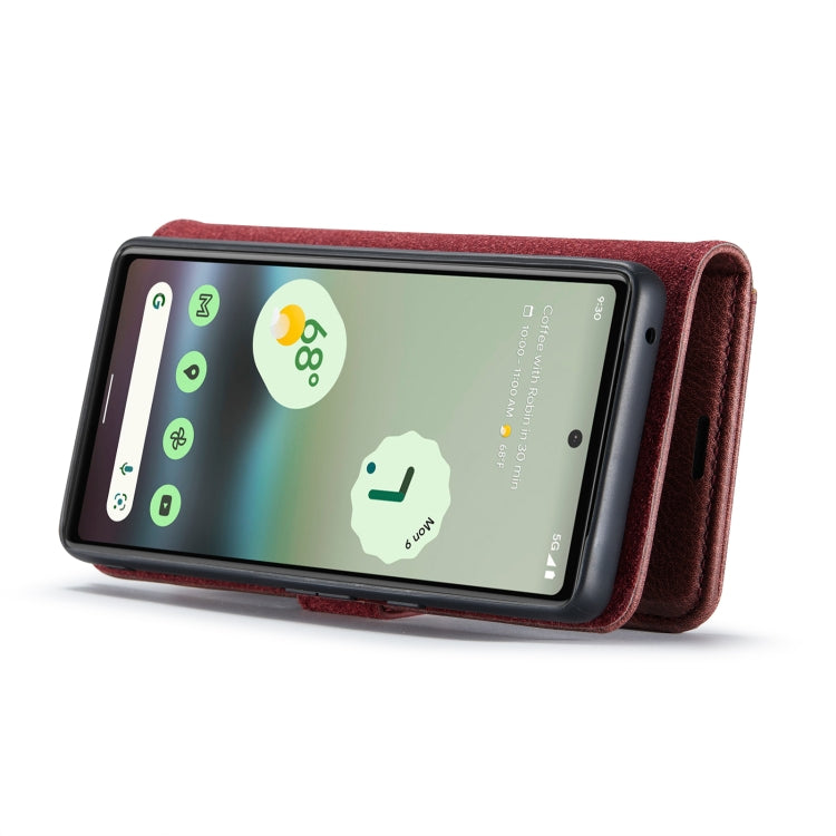 For Google Pixel 6A DG.MING Crazy Horse Texture Detachable Magnetic Leather Phone Case(Red) - Google Cases by DG.MING | Online Shopping UK | buy2fix