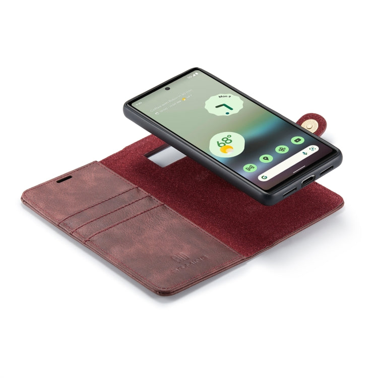 For Google Pixel 6A DG.MING Crazy Horse Texture Detachable Magnetic Leather Phone Case(Red) - Google Cases by DG.MING | Online Shopping UK | buy2fix