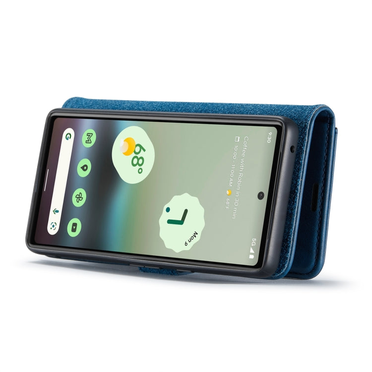 For Google Pixel 6A DG.MING Crazy Horse Texture Detachable Magnetic Leather Phone Case(Blue) - Google Cases by DG.MING | Online Shopping UK | buy2fix