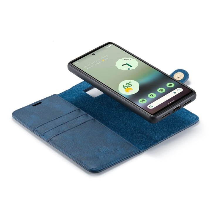 For Google Pixel 6A DG.MING Crazy Horse Texture Detachable Magnetic Leather Phone Case(Blue) - Google Cases by DG.MING | Online Shopping UK | buy2fix