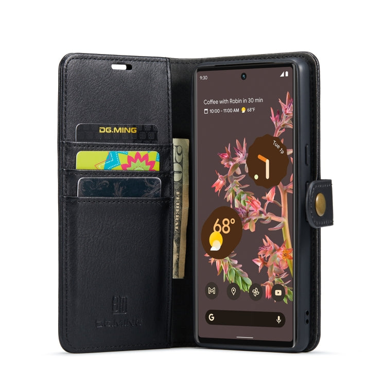 For Google Pixel 7 DG.MING Crazy Horse Texture Detachable Magnetic Leather Phone Case(Black) - Google Cases by DG.MING | Online Shopping UK | buy2fix