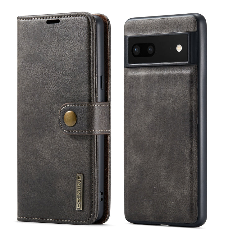For Google Pixel 7 DG.MING Crazy Horse Texture Detachable Magnetic Leather Phone Case(Grey) - Google Cases by DG.MING | Online Shopping UK | buy2fix