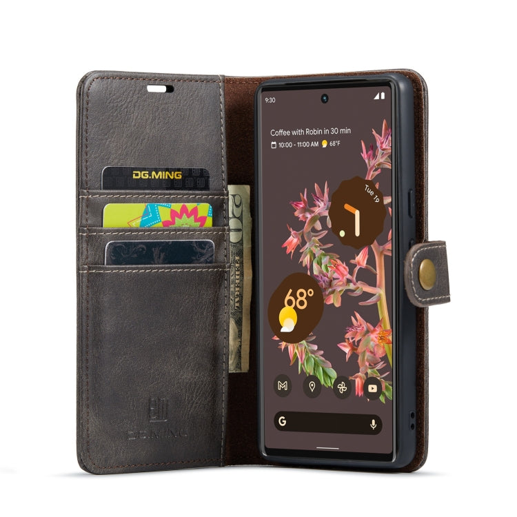 For Google Pixel 7 DG.MING Crazy Horse Texture Detachable Magnetic Leather Phone Case(Grey) - Google Cases by DG.MING | Online Shopping UK | buy2fix