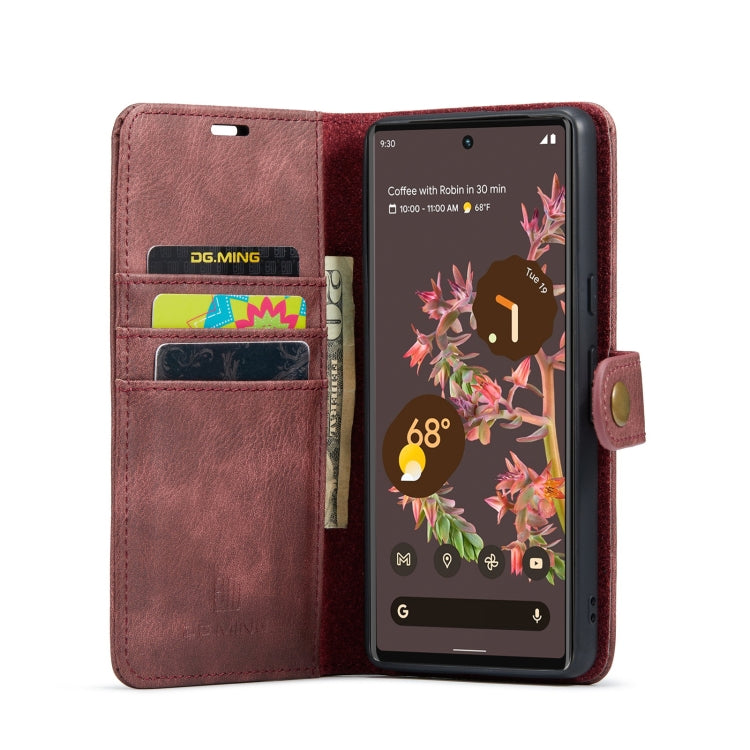 For Google Pixel 7 DG.MING Crazy Horse Texture Detachable Magnetic Leather Phone Case(Red) - Google Cases by DG.MING | Online Shopping UK | buy2fix