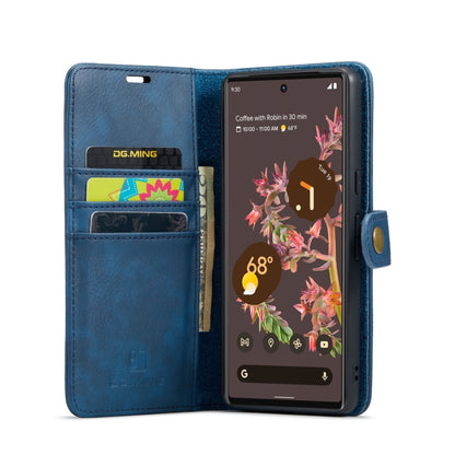 For Google Pixel 7 DG.MING Crazy Horse Texture Detachable Magnetic Leather Phone Case(Blue) - Google Cases by DG.MING | Online Shopping UK | buy2fix