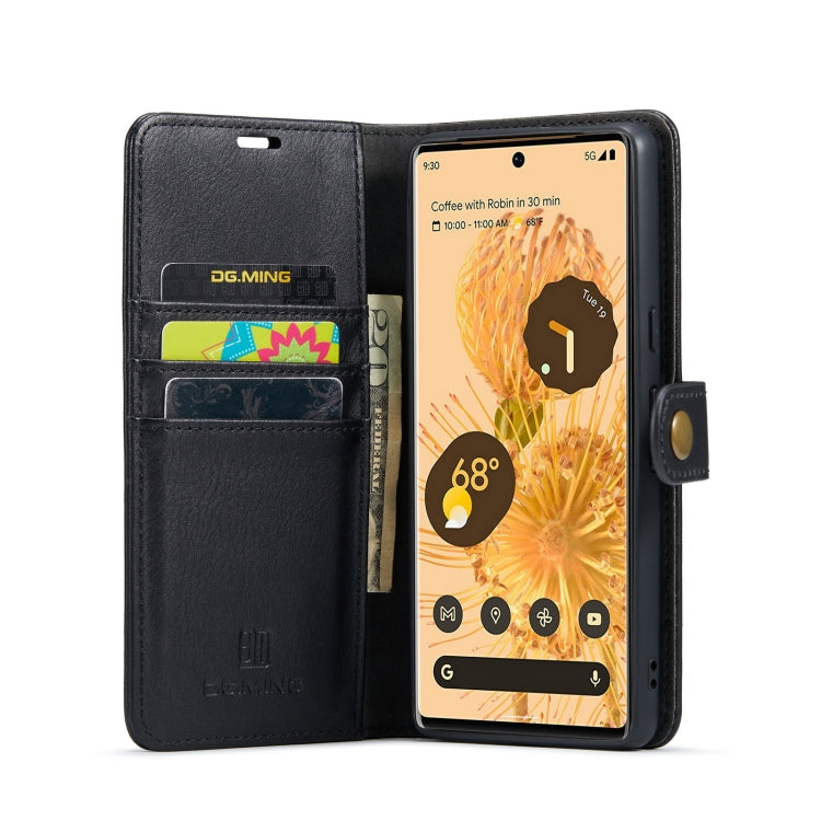 For Google Pixel 7 Pro DG.MING Crazy Horse Texture Detachable Magnetic Leather Phone Case(Black) - Google Cases by DG.MING | Online Shopping UK | buy2fix