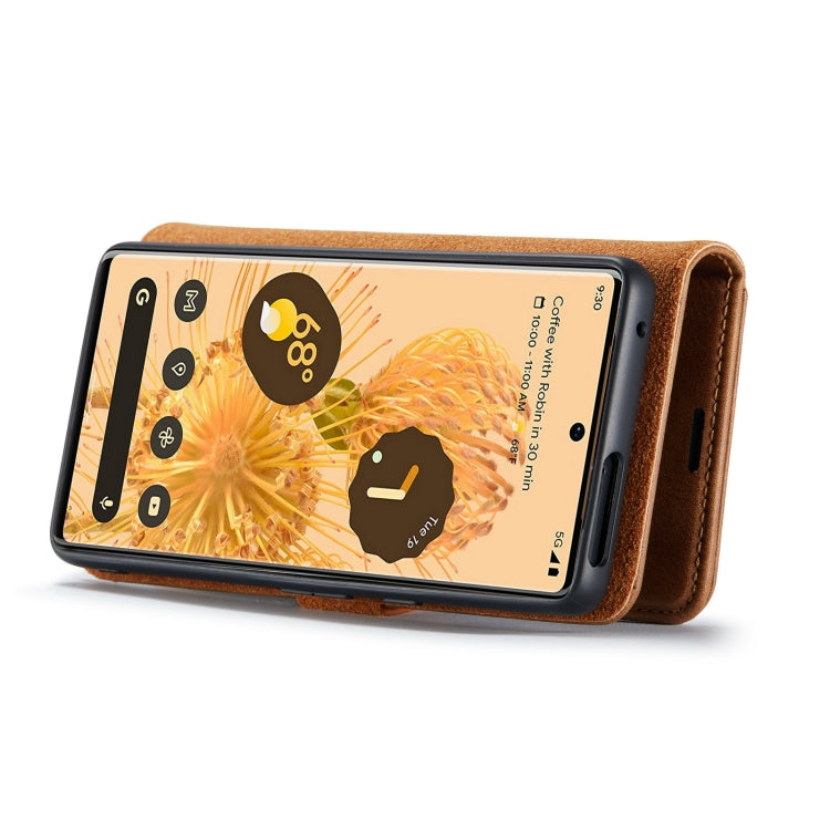 For Google Pixel 7 Pro DG.MING Crazy Horse Texture Detachable Magnetic Leather Phone Case(Brown) - Google Cases by DG.MING | Online Shopping UK | buy2fix