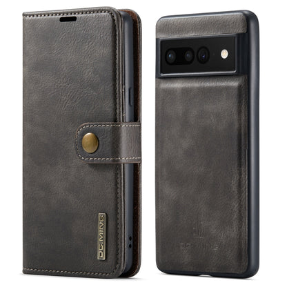 For Google Pixel 7 Pro DG.MING Crazy Horse Texture Detachable Magnetic Leather Phone Case(Grey) - Google Cases by DG.MING | Online Shopping UK | buy2fix