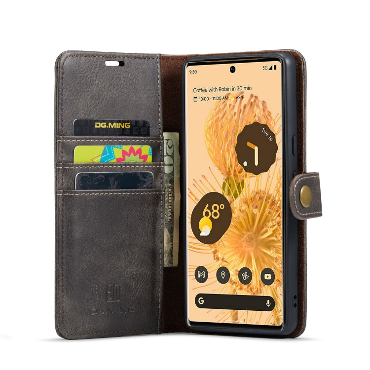 For Google Pixel 7 Pro DG.MING Crazy Horse Texture Detachable Magnetic Leather Phone Case(Grey) - Google Cases by DG.MING | Online Shopping UK | buy2fix