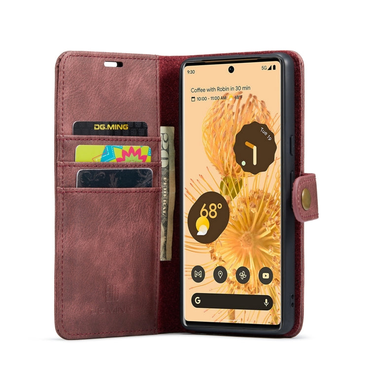 For Google Pixel 7 Pro DG.MING Crazy Horse Texture Detachable Magnetic Leather Phone Case(Red) - Google Cases by DG.MING | Online Shopping UK | buy2fix