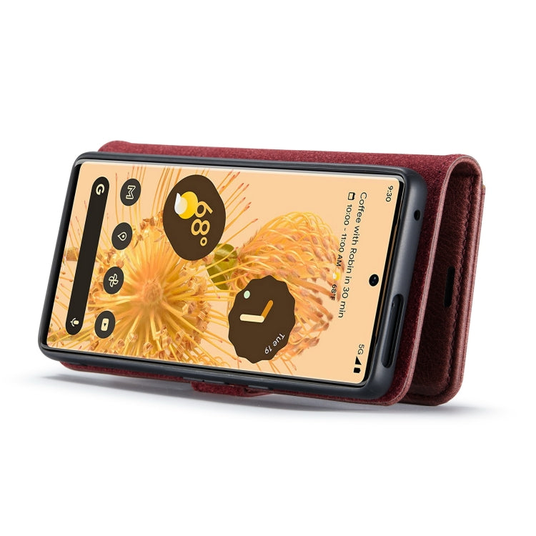 For Google Pixel 7 Pro DG.MING Crazy Horse Texture Detachable Magnetic Leather Phone Case(Red) - Google Cases by DG.MING | Online Shopping UK | buy2fix