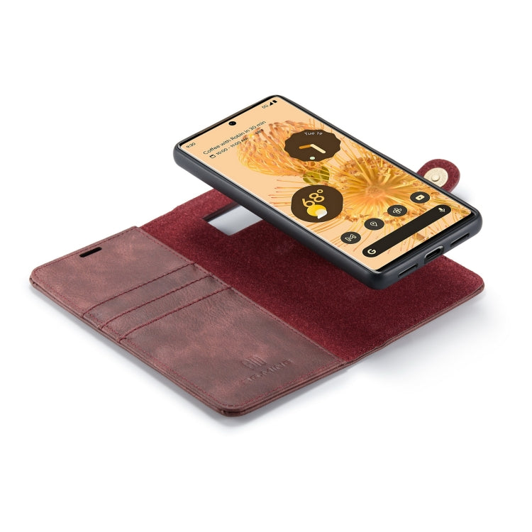For Google Pixel 7 Pro DG.MING Crazy Horse Texture Detachable Magnetic Leather Phone Case(Red) - Google Cases by DG.MING | Online Shopping UK | buy2fix