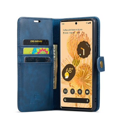 For Google Pixel 7 Pro DG.MING Crazy Horse Texture Detachable Magnetic Leather Phone Case(Blue) - Google Cases by DG.MING | Online Shopping UK | buy2fix