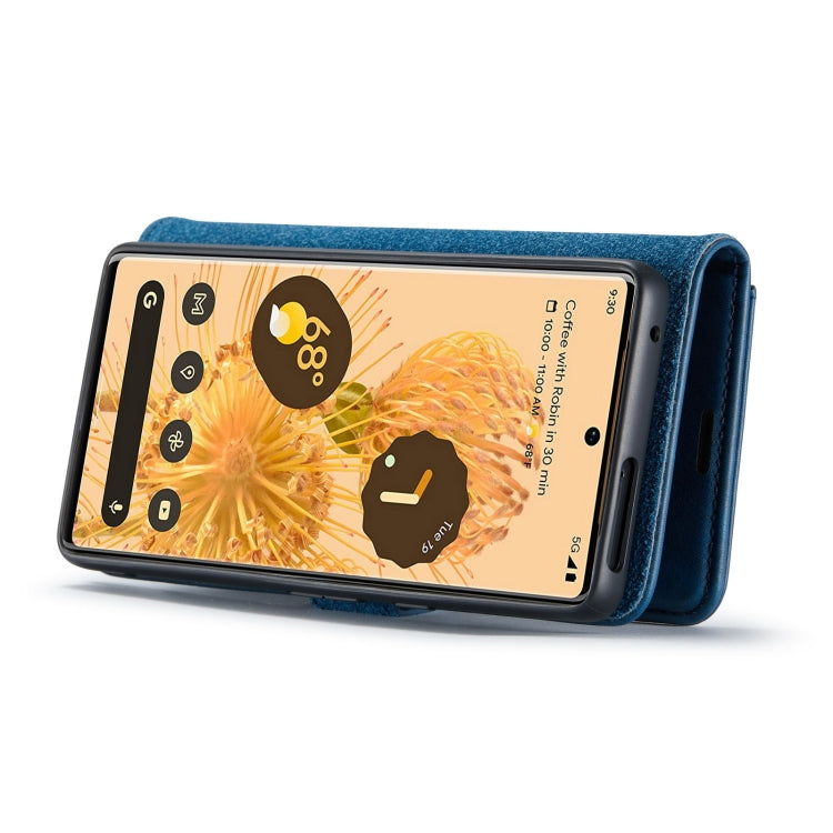 For Google Pixel 7 Pro DG.MING Crazy Horse Texture Detachable Magnetic Leather Phone Case(Blue) - Google Cases by DG.MING | Online Shopping UK | buy2fix
