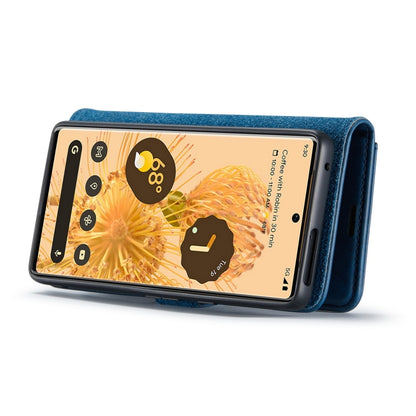 For Google Pixel 7 Pro DG.MING Crazy Horse Texture Detachable Magnetic Leather Phone Case(Blue) - Google Cases by DG.MING | Online Shopping UK | buy2fix