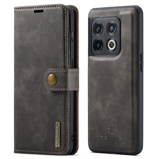 For OnePlus 10 Pro DG.MING Crazy Horse Texture Detachable Magnetic Leather Phone Case(Grey)