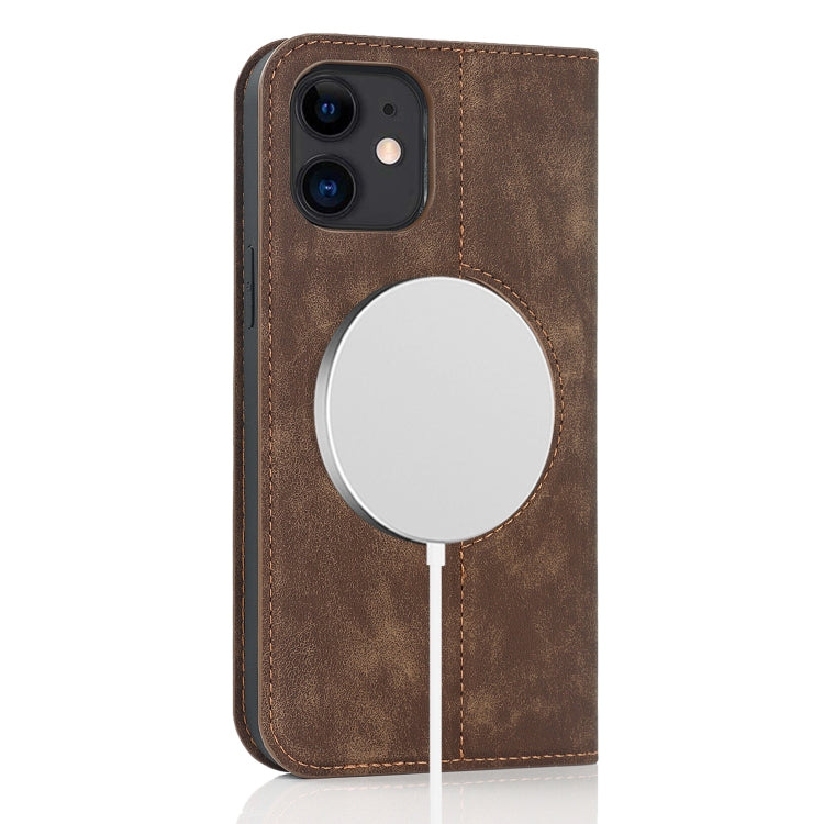 For iPhone 12 mini Wireless Charging Magsafe Leather Phone Case (Coffe) by buy2fix