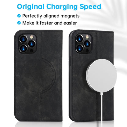 For iPhone 12 Pro Wireless Charging Magsafe Leather Phone Case(Black) by buy2fix