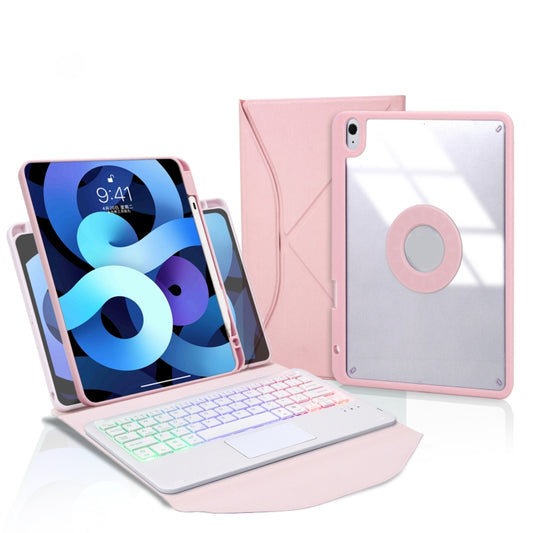 Z098B-AS Pen Slot Touchpad Backlight Bluetooth Keyboard Leather Tablet Case For iPad Air 11 2025 / 2024 / Air 5 / Air 4(Pink) - For iPad Air by buy2fix | Online Shopping UK | buy2fix