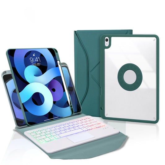 Z098B-AS Pen Slot Touchpad Backlight Bluetooth Keyboard Leather Tablet Case For iPad Air 11 2025 / 2024 / Air 5 / Air 4(Green) - For iPad Air by buy2fix | Online Shopping UK | buy2fix