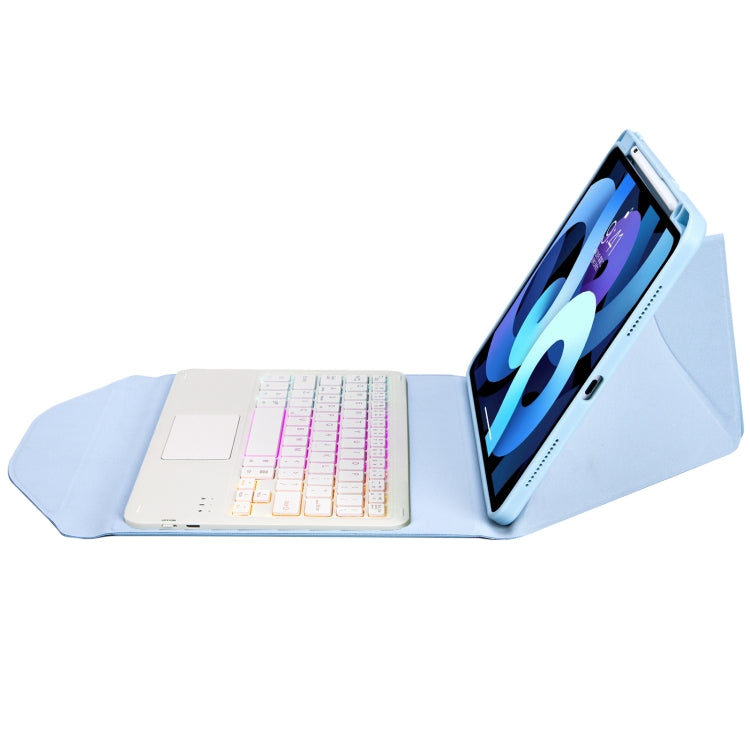 Z098B-AS Pen Slot Touchpad Backlight Bluetooth Keyboard Leather Tablet Case For iPad Air 11 2025 / 2024 / Air 5 / Air 4 (Sky Blue) - For iPad Air by buy2fix | Online Shopping UK | buy2fix