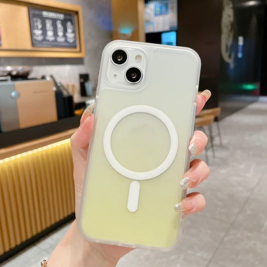 For iPhone 14 Plus Frosted Gradient MagSafe Magnetic Phone Case (Yellow) - iPhone 14 Plus Cases by buy2fix | Online Shopping UK | buy2fix