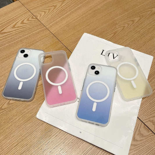 For iPhone 14 Pro Max Frosted Gradient MagSafe Magnetic Phone Case (Yellow) - iPhone 14 Pro Max Cases by buy2fix | Online Shopping UK | buy2fix