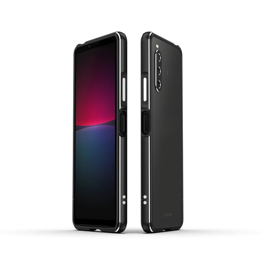 For Sony Xperia 10 Ⅳ Aurora Series Lens Protector + Metal Frame Protective Phone Case(Black+Silver) - Sony Cases by buy2fix | Online Shopping UK | buy2fix