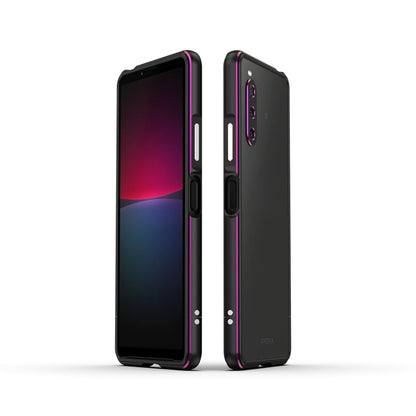 For Sony Xperia 10 Ⅳ Aurora Series Lens Protector + Metal Frame Protective Phone Case(Black+Purple) - Sony Cases by buy2fix | Online Shopping UK | buy2fix