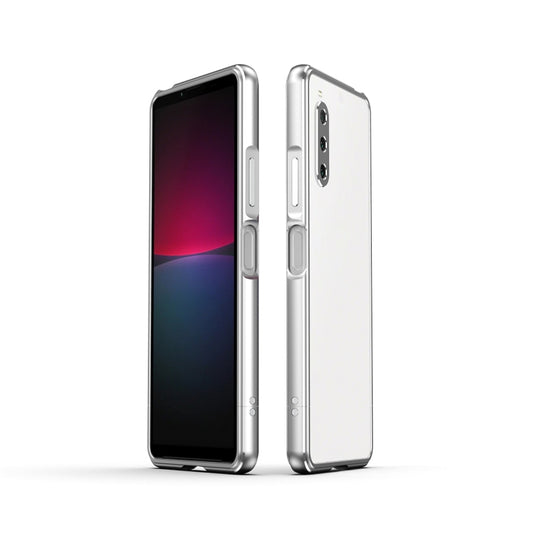 For Sony Xperia 10 Ⅳ Aurora Series Lens Protector + Metal Frame Protective Phone Case(Silver+Silver) - Sony Cases by buy2fix | Online Shopping UK | buy2fix