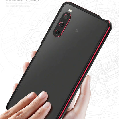 For Sony Xperia 10 Ⅳ Aurora Series Lens Protector + Metal Frame Protective Phone Case(Black+Red) - Sony Cases by buy2fix | Online Shopping UK | buy2fix
