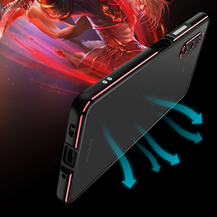 For Sony Xperia 10 Ⅳ Aurora Series Lens Protector + Metal Frame Protective Phone Case(Black+Purple) - Sony Cases by buy2fix | Online Shopping UK | buy2fix