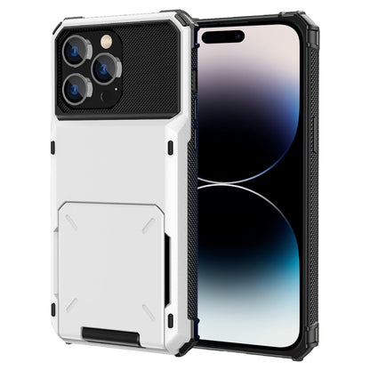 For iPhone 14 Pro Scratch-Resistant Shockproof Heavy Duty Rugged Armor Protective Case with Card Slot(White) - iPhone 14 Pro Cases by buy2fix | Online Shopping UK | buy2fix
