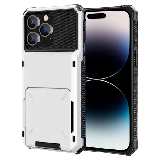 For iPhone 14 Pro Scratch-Resistant Shockproof Heavy Duty Rugged Armor Protective Case with Card Slot(White) - iPhone 14 Pro Cases by buy2fix | Online Shopping UK | buy2fix