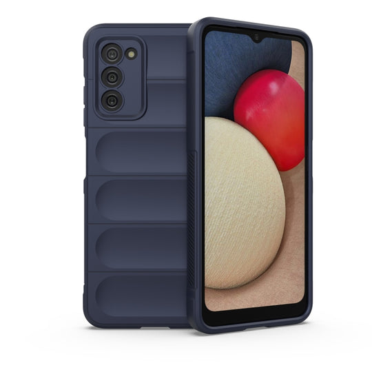 For Samsung Galaxy A03S North US Version 165.8mm Magic Shield TPU + Flannel Phone Case(Dark Blue)