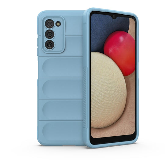 For Samsung Galaxy A03S North US Version 165.8mm Magic Shield TPU + Flannel Phone Case(Light Blue)