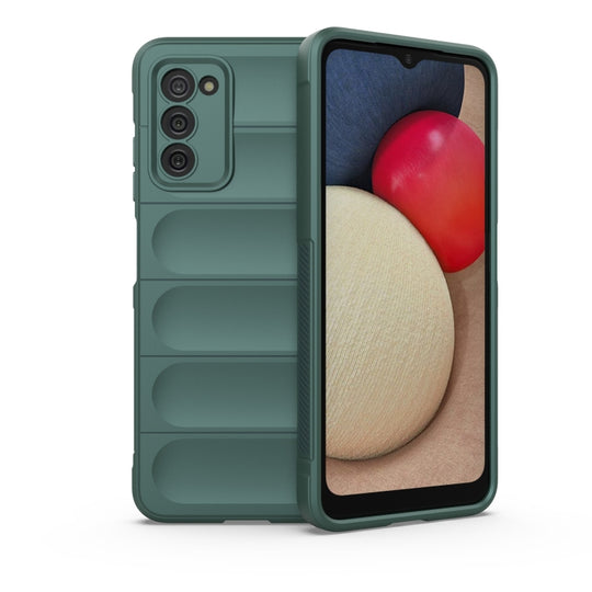 For Samsung Galaxy A03S North US Version 165.8mm Magic Shield TPU + Flannel Phone Case(Dark Green)