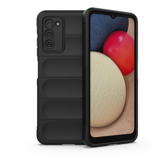 For Samsung Galaxy A03S North US Version 165.8mm Magic Shield TPU + Flannel Phone Case(Black)