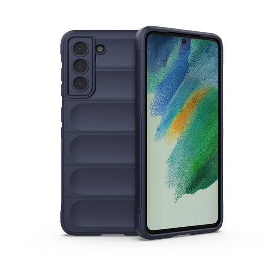 For Samsung Galaxy S21 FE Magic Shield TPU + Flannel Phone Case(Dark Blue)