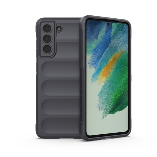 For Samsung Galaxy S21 FE Magic Shield TPU + Flannel Phone Case(Dark Grey)