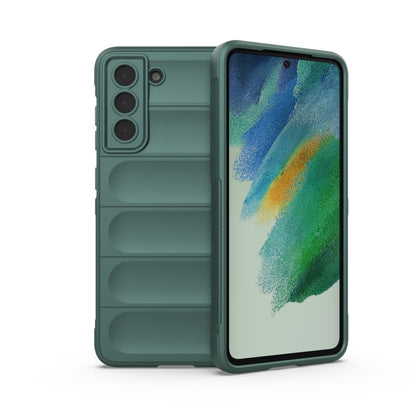 For Samsung Galaxy S21 FE Magic Shield TPU + Flannel Phone Case(Dark Green) by buy2fix