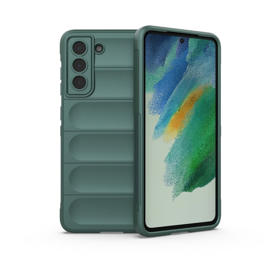 For Samsung Galaxy S21 FE Magic Shield TPU + Flannel Phone Case(Dark Green) by buy2fix